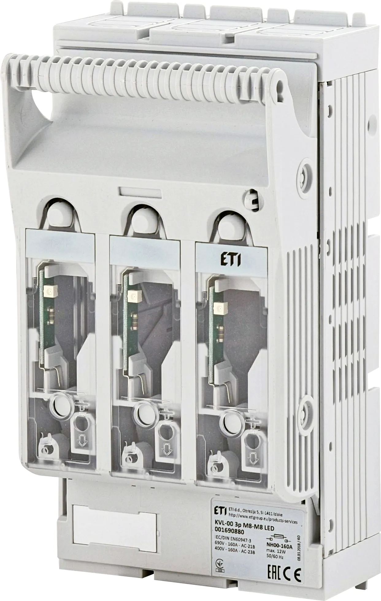 Drošinātāju blokslēdzis KVL-00 3p M8-M8 LED 001690880