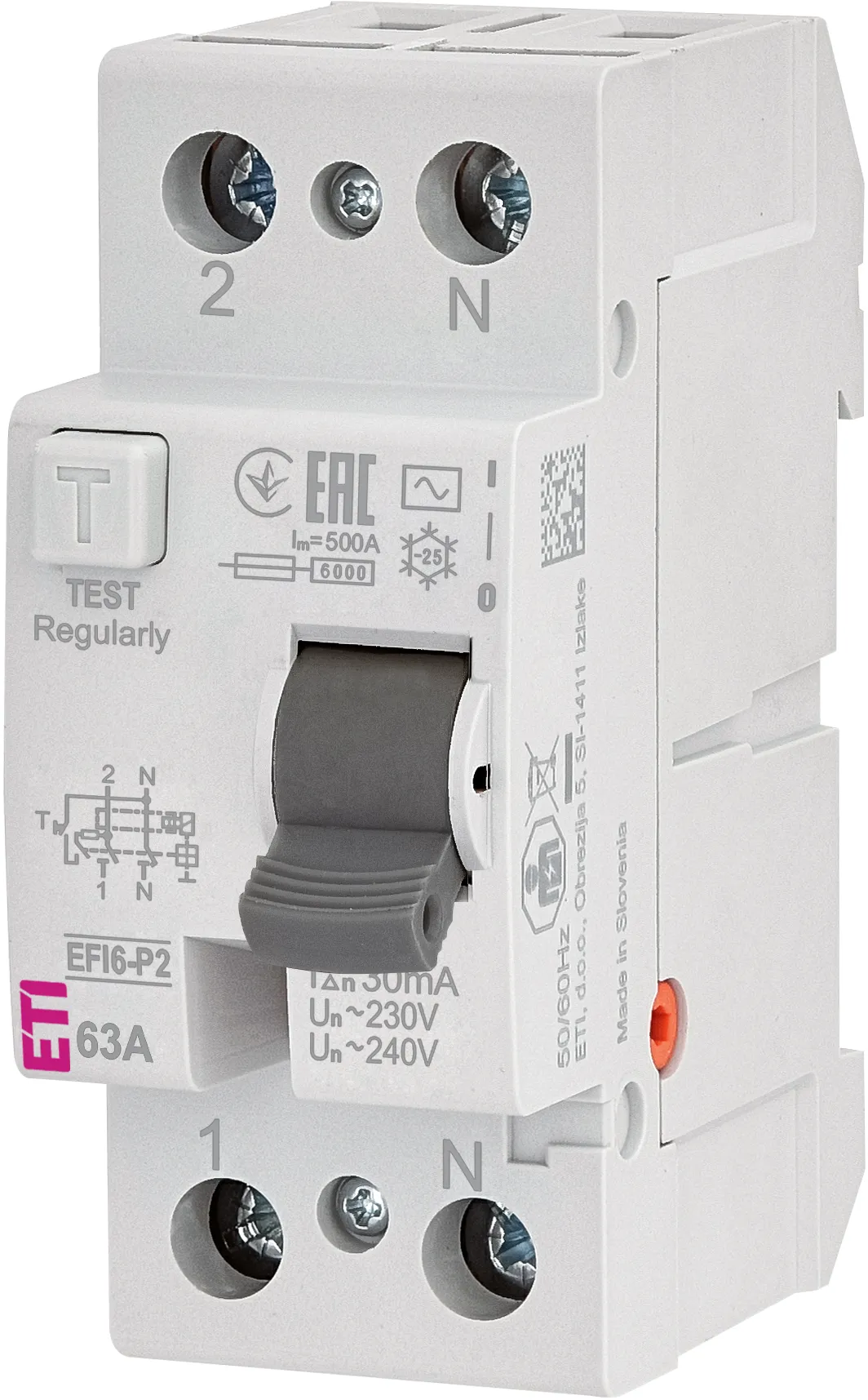 RCCB direncālis EFI6-P2 AC 63/0.03 002061253