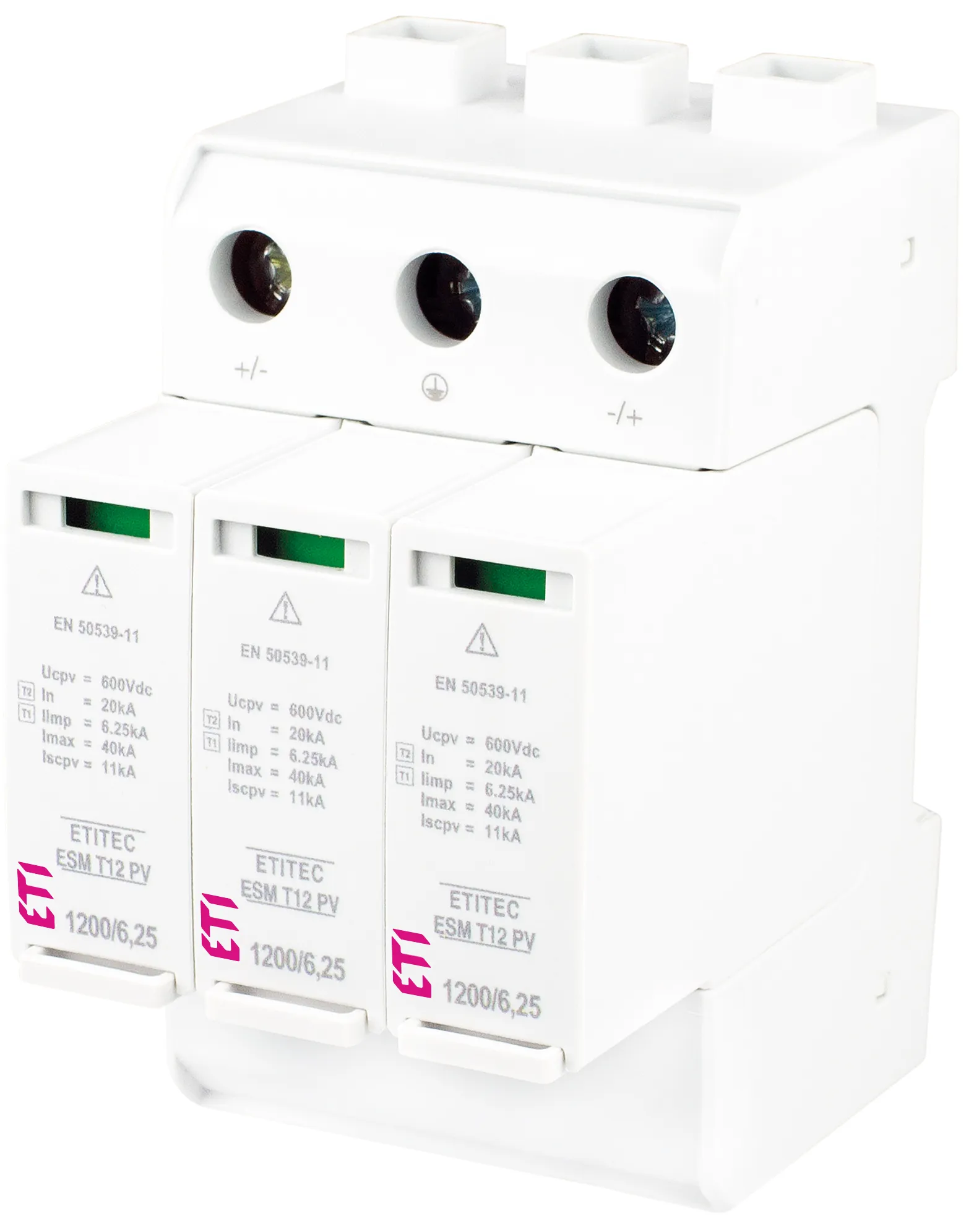 Pārsprieguma ierobežotājs ETITEC ESM T12 PV 1200/6,25 Y 002440640