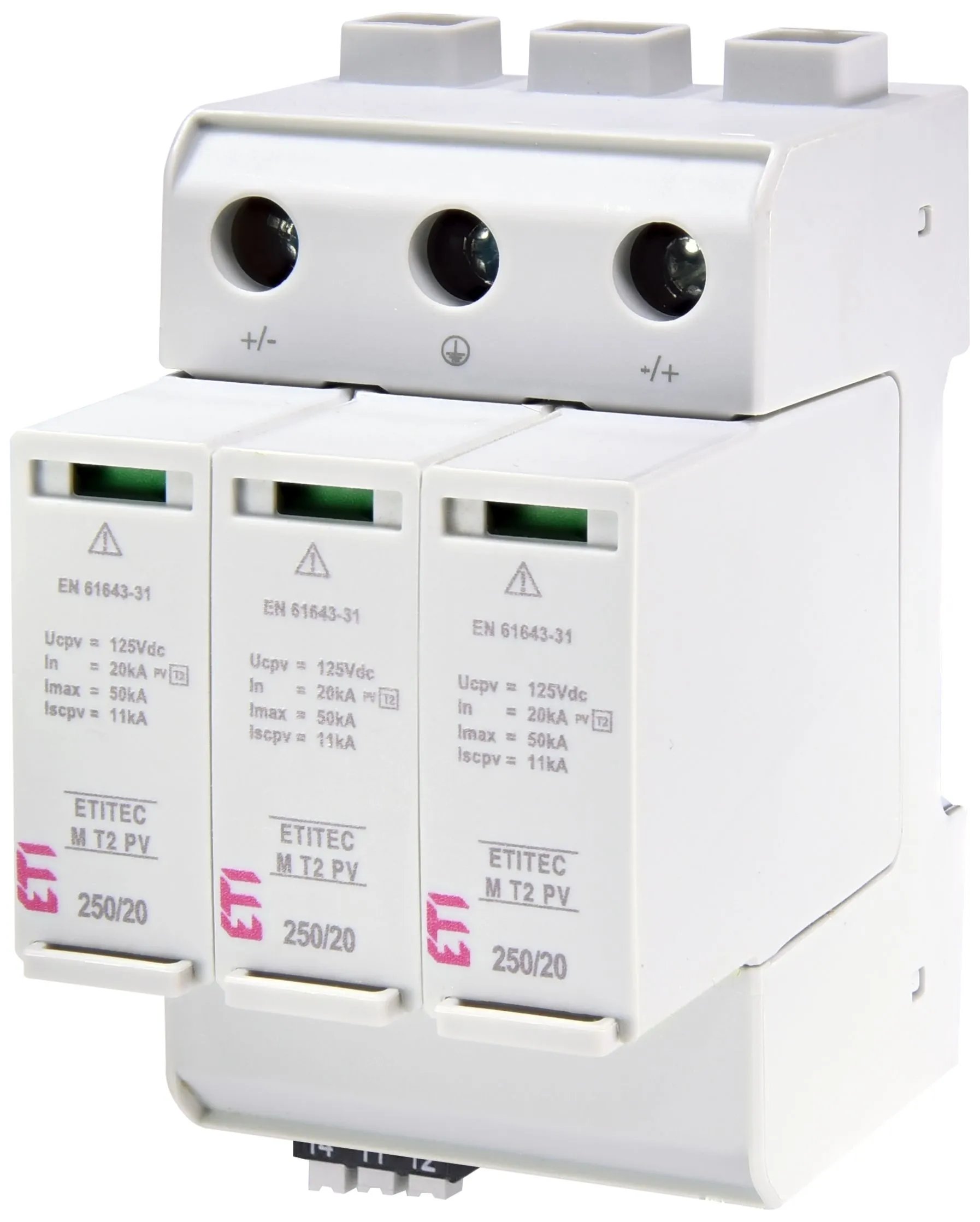 Pārsprieguma ierobežotājs ETITEC M T2 PV 250/20 Y RC 002440733