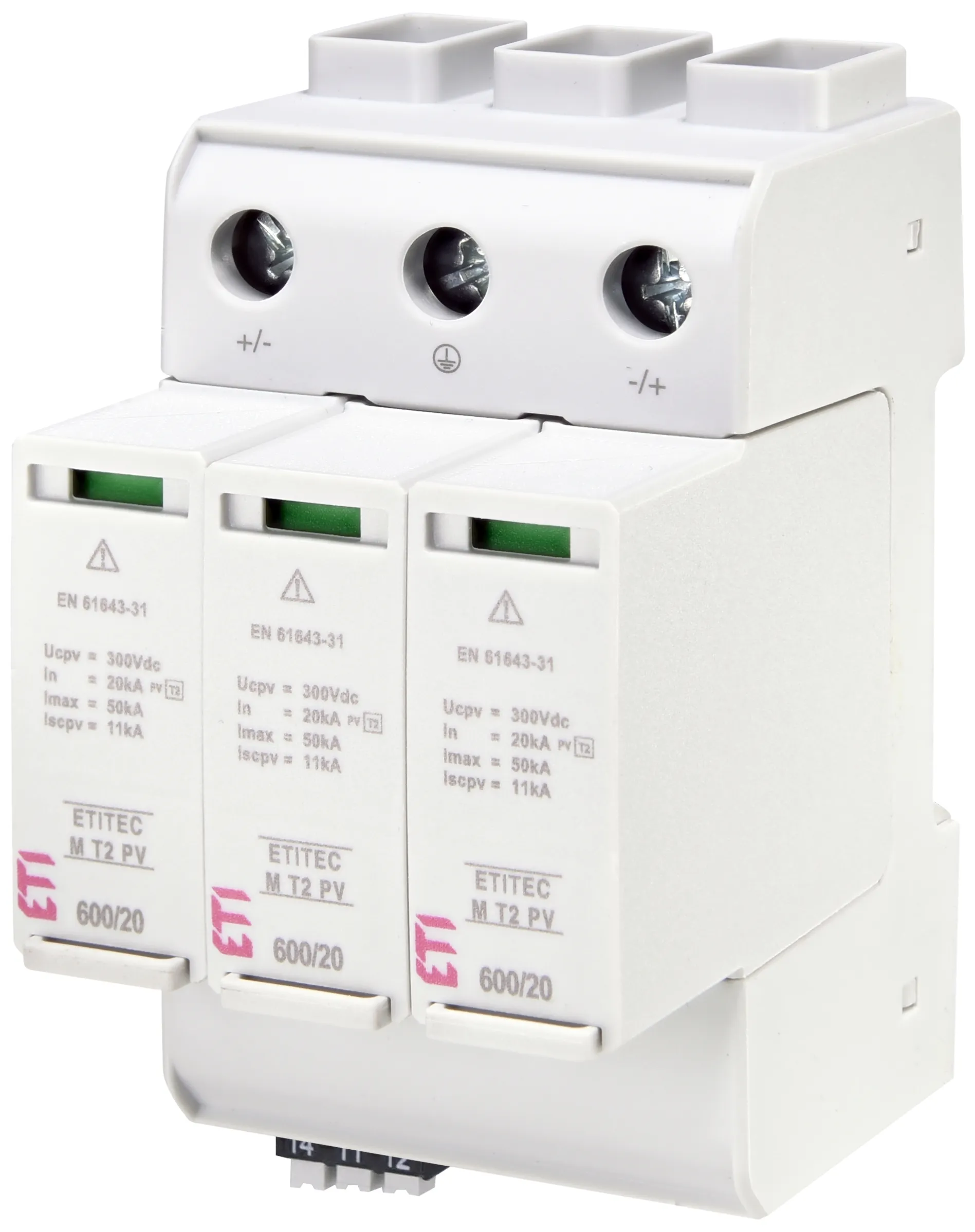 Pārsprieguma ierobežotājs ETITEC M T2 PV 600/20 Y RC 002440736