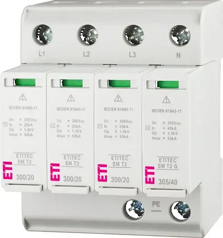 Pārsprieguma ierobežotājs ETITEC SM T2 300/20 3+1 RC 002440755