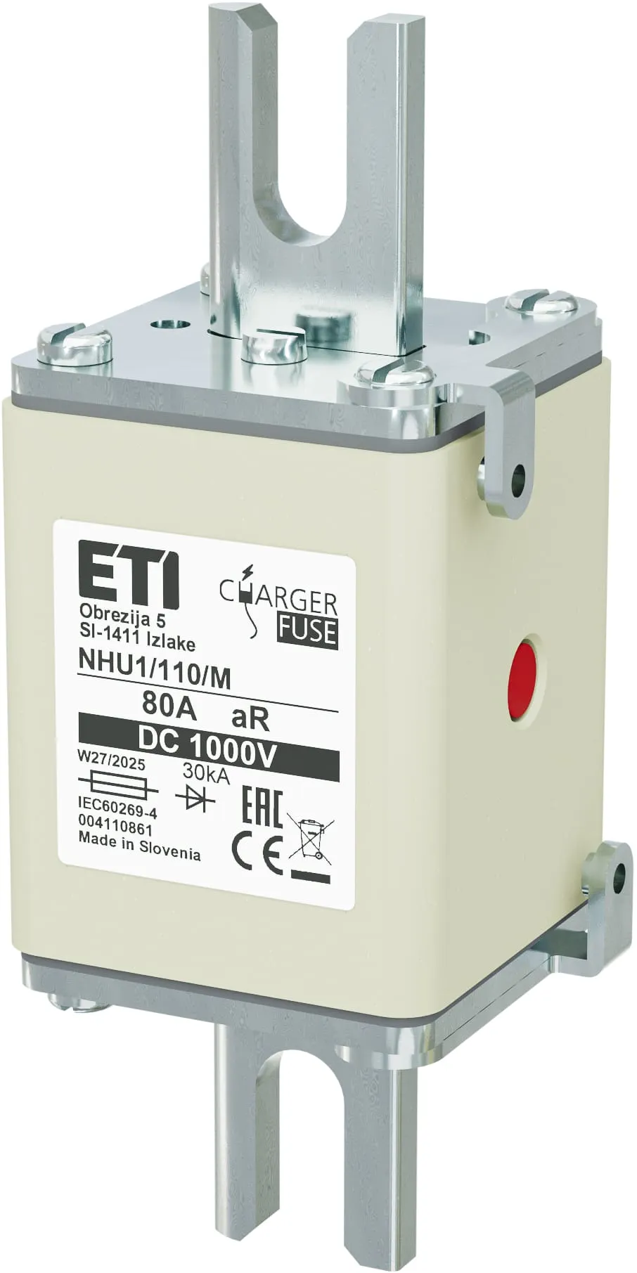 Drošinātājs NHU1/110/M aR 80A/1000V DC 004110861