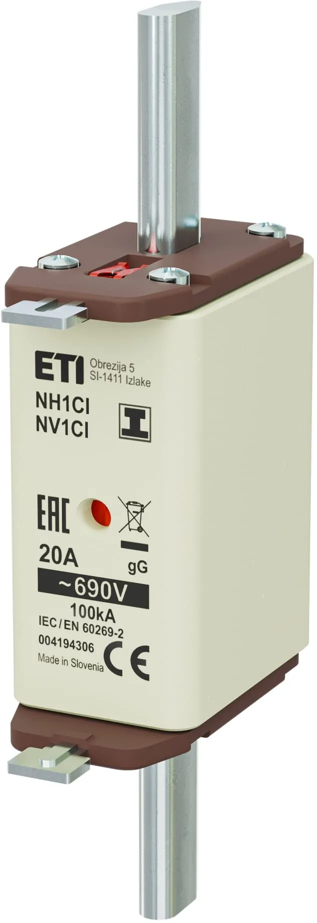 Drošinātājs NH1C/I gG 20A/690V 004194306