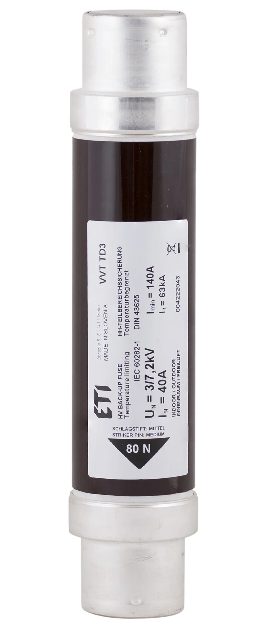 Drošinātājs VVA3 7,2kV/4A 004221104