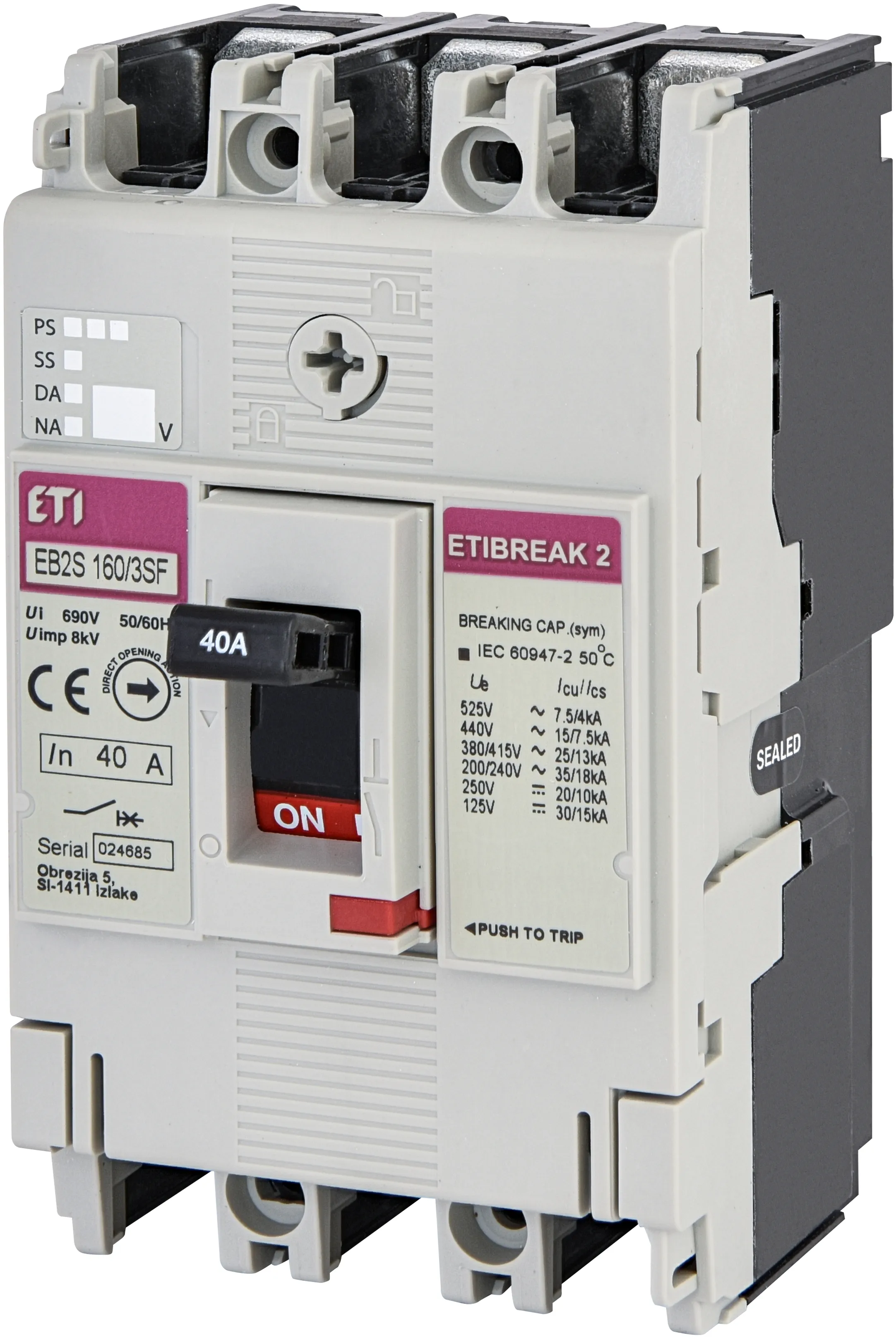 Rūpnieciskais automātslēdzis EB2S 160/3SF 40A 3p 004671831