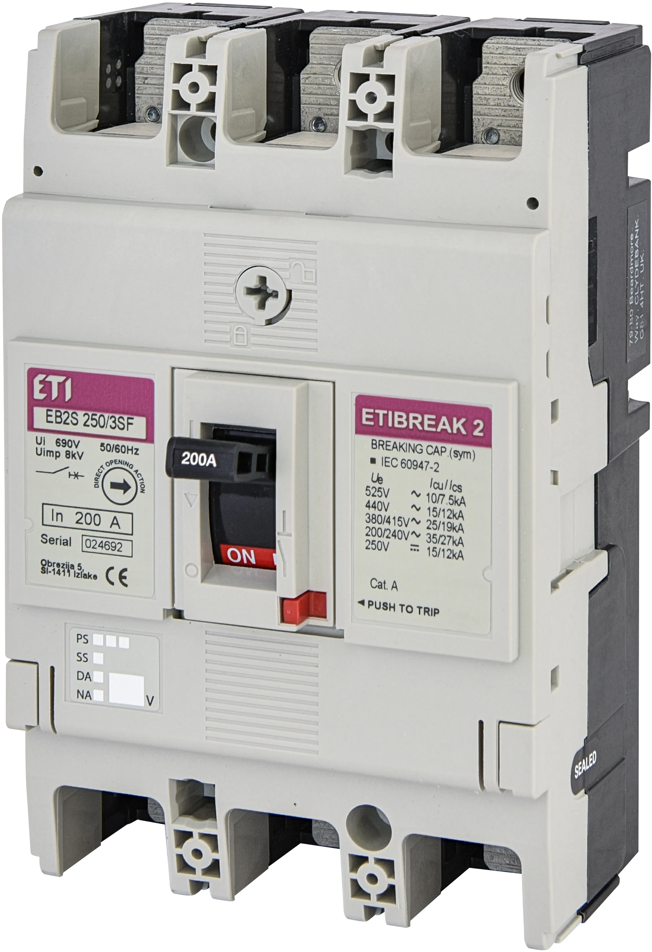 Rūpnieciskais automātslēdzis EB2S 250/3SF 200A 3p 004671838