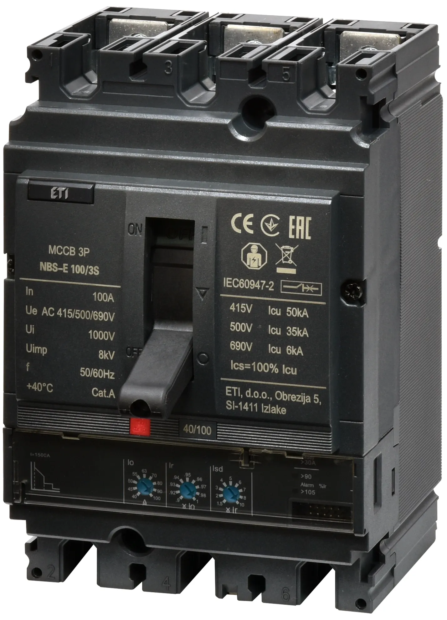 Rūpnieciskais automātslēdzis NBS-E 100/3S 100A 3P 004673043