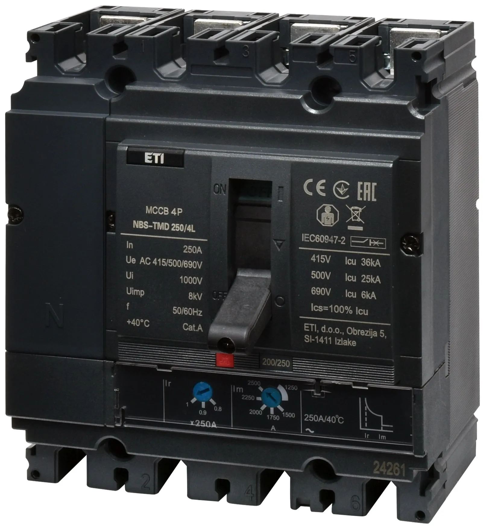 Rūpnieciskais automātslēdzis NBS-TMD 250/4L 200A 4P 004673073