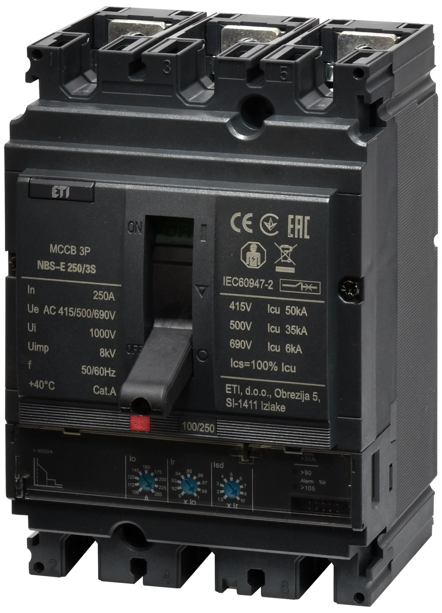 Rūpnieciskais automātslēdzis NBS-E 250/3S 250A 3P 004673081