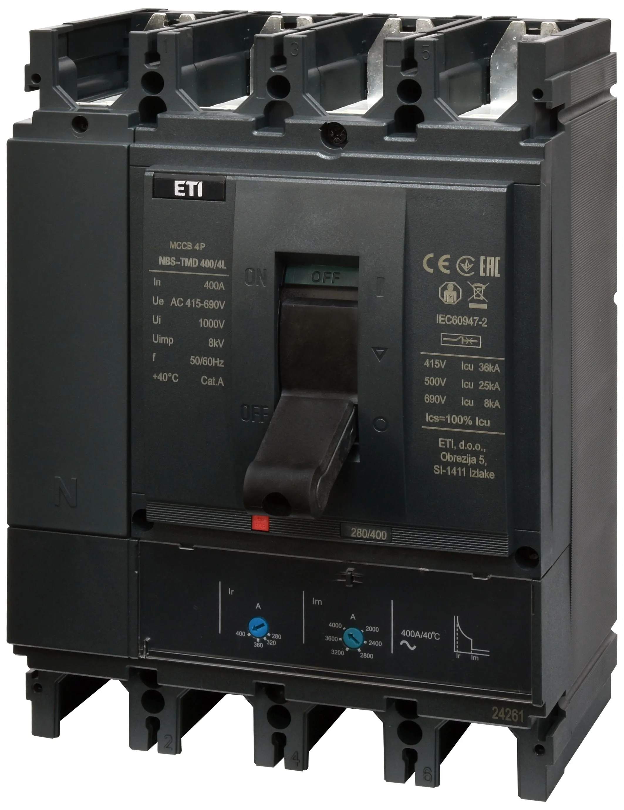 Rūpnieciskais automātslēdzis NBS-TMD 400/4L 315A 4P 004673103