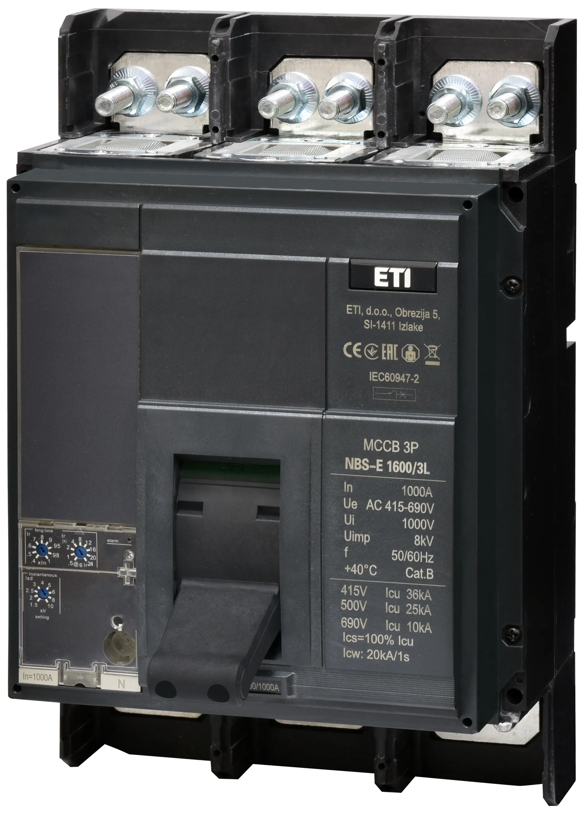 Rūpnieciskais automātslēdzis NBS-E 1600/3L 1000A 3P 004673161