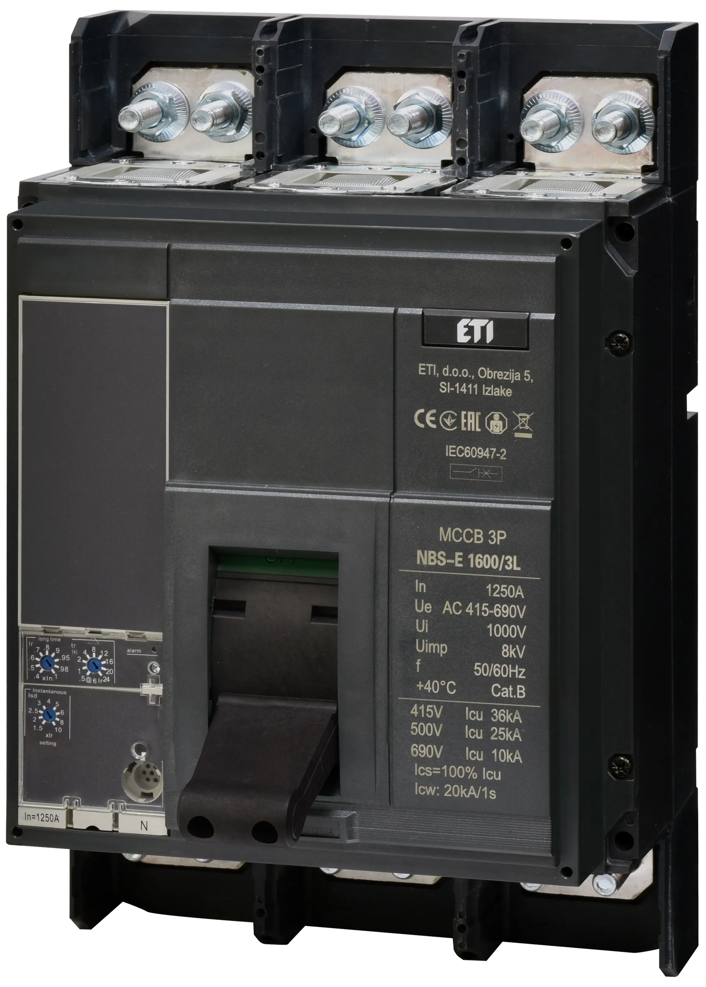 Rūpnieciskais automātslēdzis NBS-E 1600/3L 1250A 3P 004673162